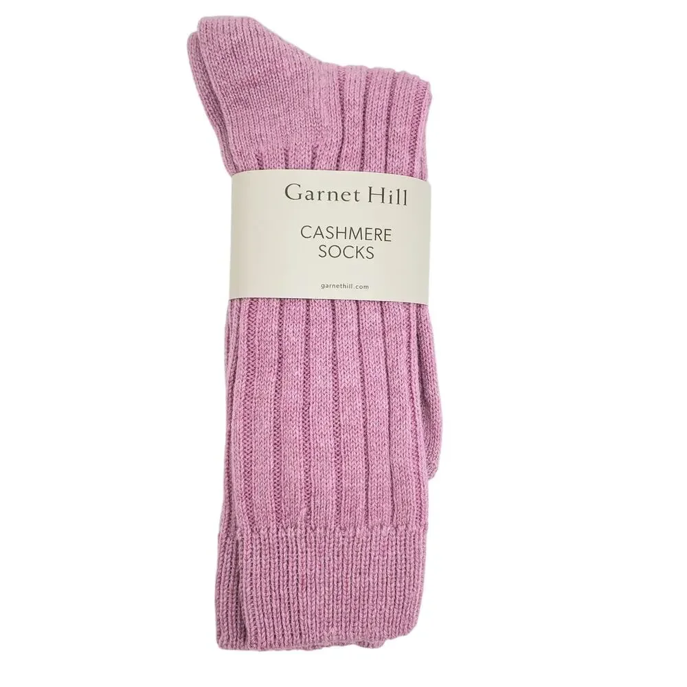 Soft Ribbed 82% Cashmere Ankle Socks Sz 9-11 Warm‎ Cozy Garnet Hill Pink Parfait